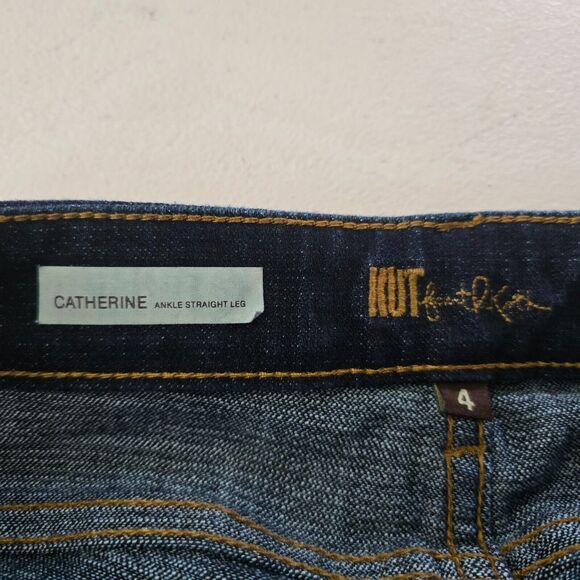 Kut From The Kloth Capri Women's 4 Blue Dark Wash Catherine Ankle Straight Leg - Picture 3 of 16